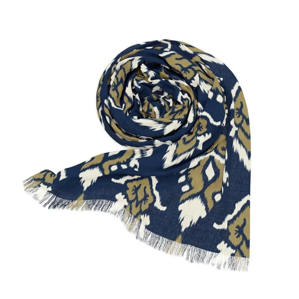 NWT Porter Anna- Navy & Gold Women's Scarf in Ikat